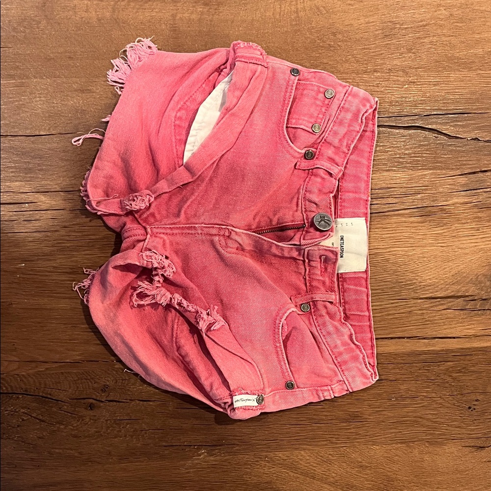 One Teaspoon Vibrant Pink Jean Shorts
